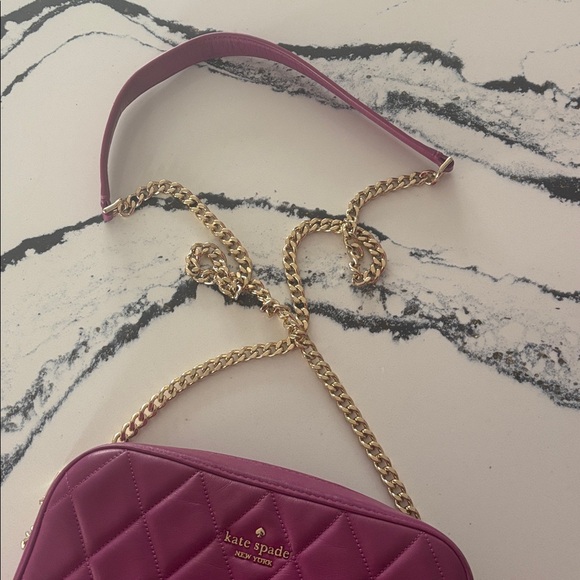 Kate Spade Plum Quilted Crossbody Bag with Gold Chain - Picture 2 of 5